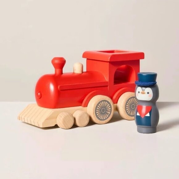 Hearth & Hand Magnolia Red Wooden Train Peg Toy Penguin 2024 Christmas Holiday - Picture 3 of 5